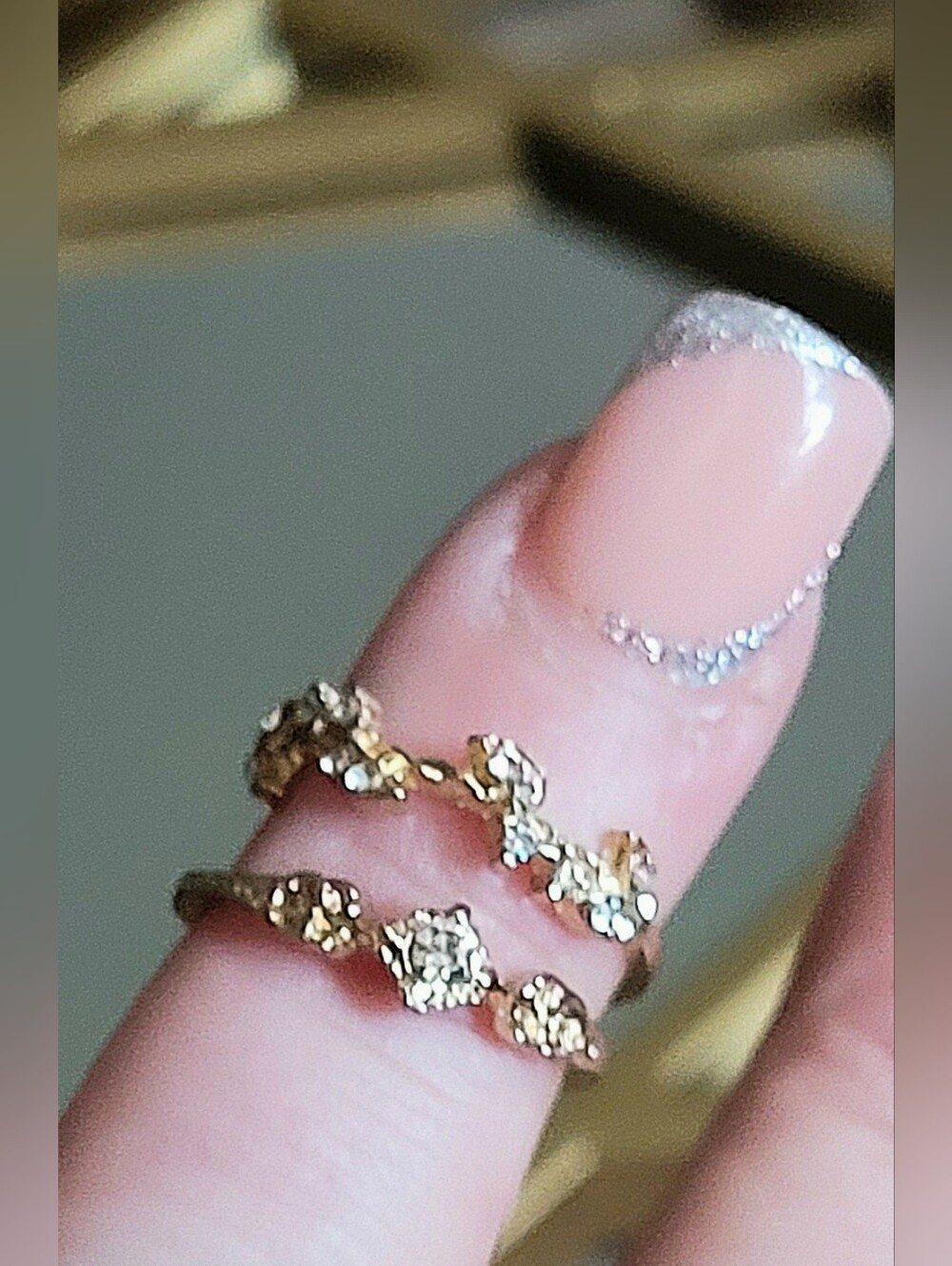 Delicate Gold CZ Floral Stackable Rings Set - SIZE 6